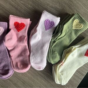 Colorful Heart Embroidered Socks Set